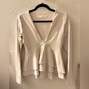 Susanna Monaco Long Sleeve Shirt Blanched Almond NWT